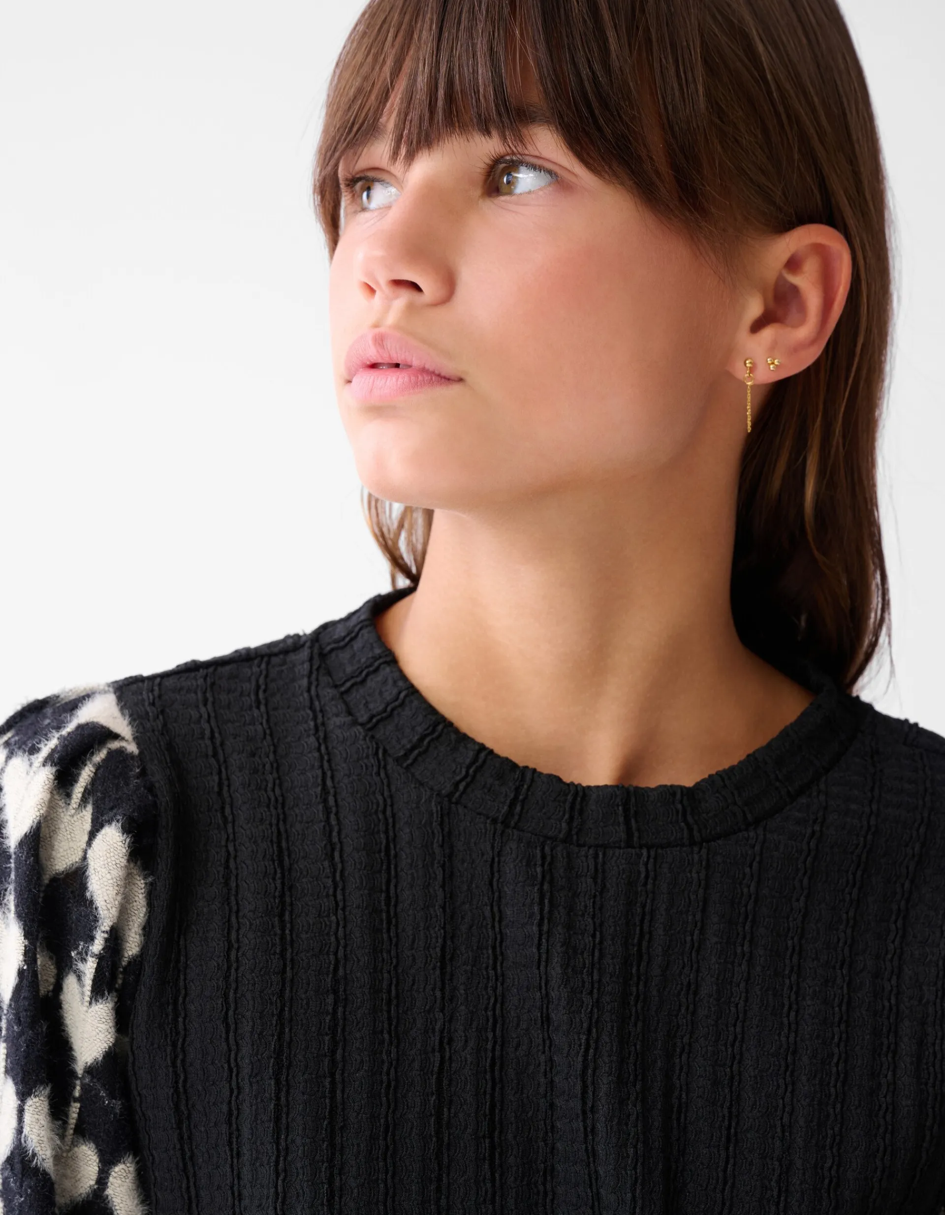Shoeby Heart Mix Top Zwart< Tops Lange Mouw