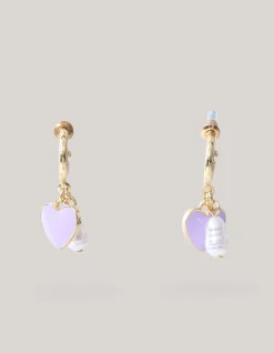 Shoeby Heart Oorbellen paars< Sieraden