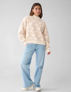Shoeby Heart Printed Dames Trui Gebroken Wit By Furmey<DAMES Truien En Sweaters