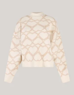 Shoeby Heart Printed Dames Trui Gebroken Wit By Furmey<DAMES Truien En Sweaters