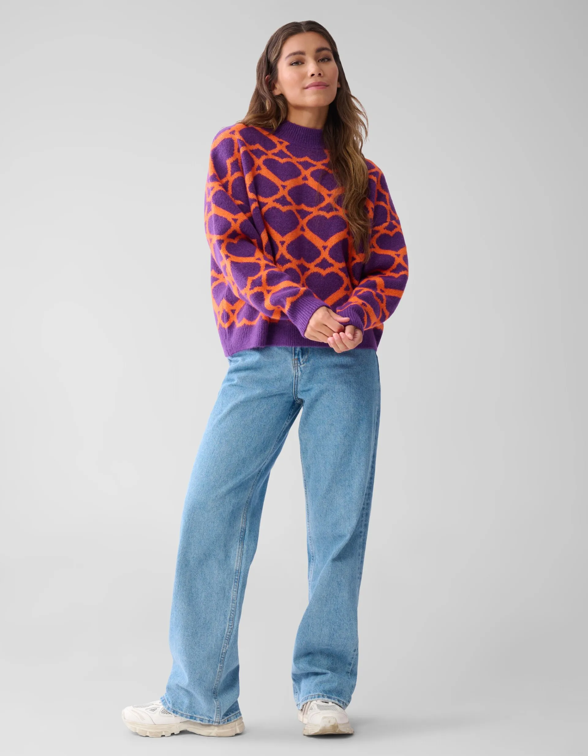 Shoeby Heart Printed Dames Trui Paars By Furmey<DAMES Truien En Sweaters