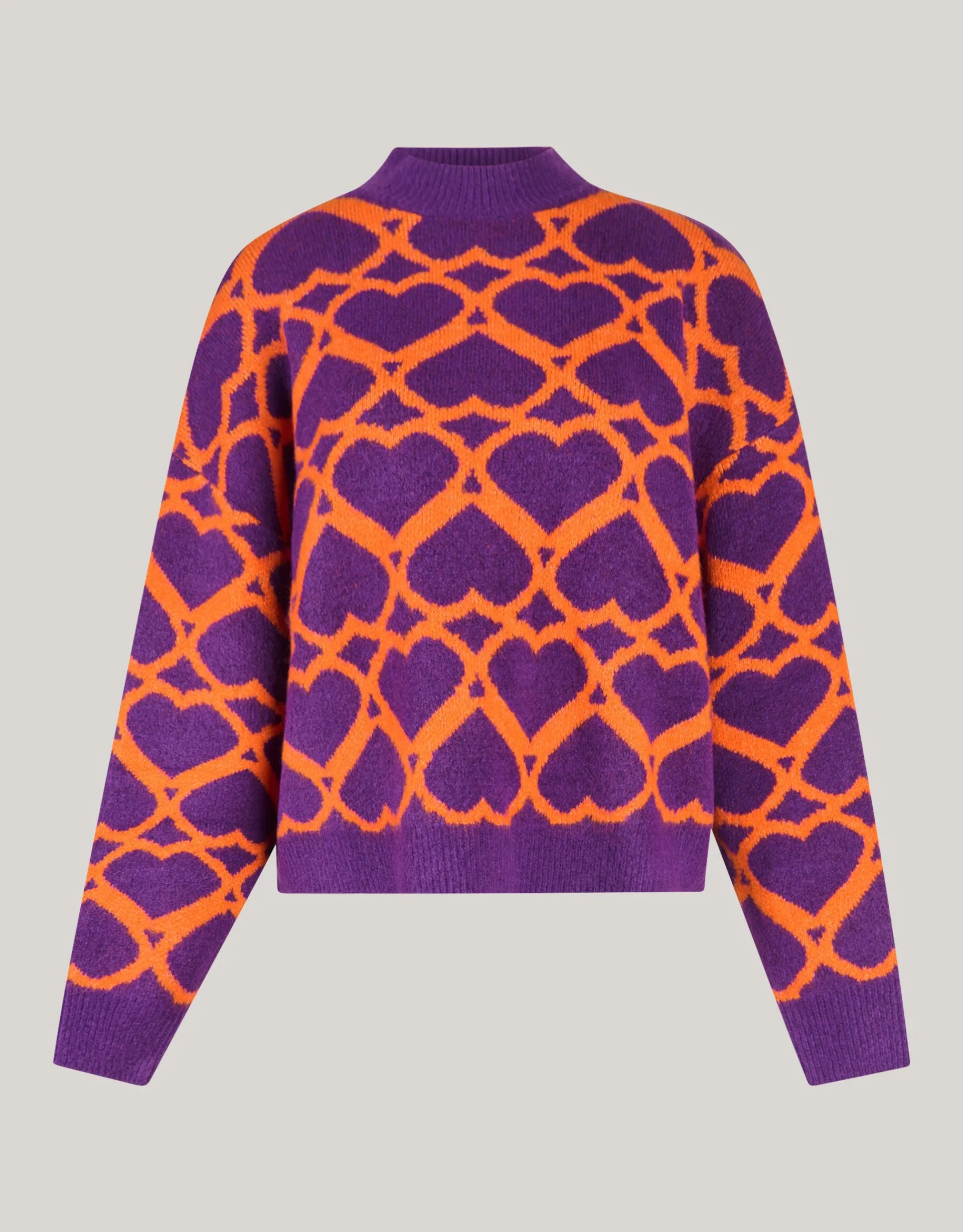 Shoeby Heart Printed Dames Trui Paars By Furmey<DAMES Truien En Sweaters