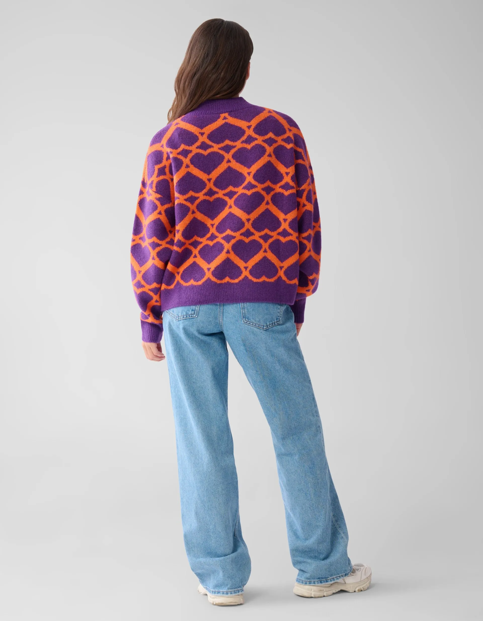 Shoeby Heart Printed Dames Trui Paars By Furmey<DAMES Truien En Sweaters