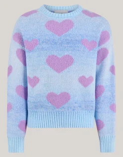 Shoeby Heart Printed Degrade Trui Blauw< Gebreide Truien