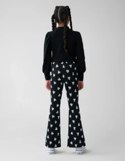 Shoeby Heart Printed Flared Legging Zwart< Broeken