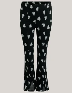 Shoeby Heart Printed Flared Legging Zwart< Broeken