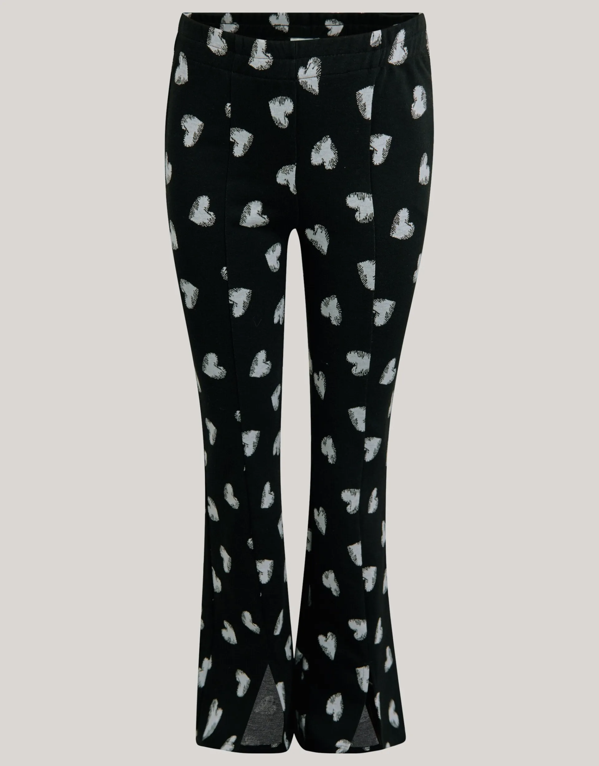 Shoeby Heart Printed Flared Legging Zwart< Broeken