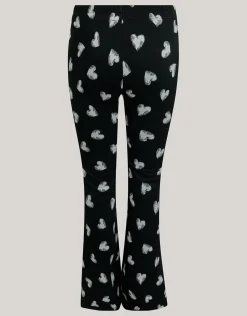 Shoeby Heart Printed Flared Legging Zwart< Broeken