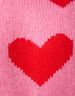 Shoeby Heart Printed Gebreide Trui Roze<DAMES Truien En Sweaters