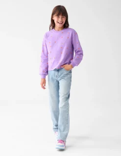Shoeby Heart Printed Longsleeve Paars< Tops Lange Mouw