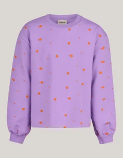 Shoeby Heart Printed Longsleeve Paars< Tops Lange Mouw