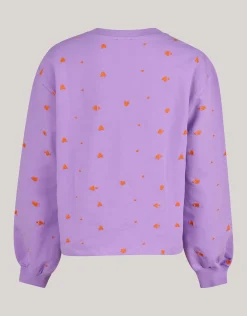 Shoeby Heart Printed Longsleeve Paars< Tops Lange Mouw