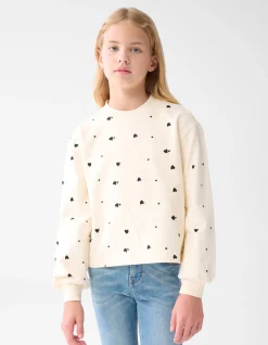 Shoeby Heart Printed Longsleeve Gebroken Wit< Tops Lange Mouw