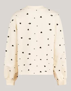Shoeby Heart Printed Longsleeve Gebroken Wit< Tops Lange Mouw