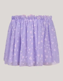 Shoeby Heart Printed Mesh Rok Paars< Rokken