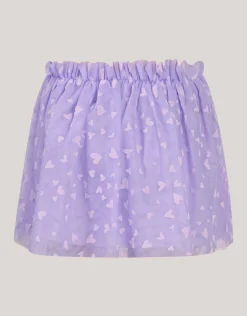 Shoeby Heart Printed Mesh Rok Paars< Rokken