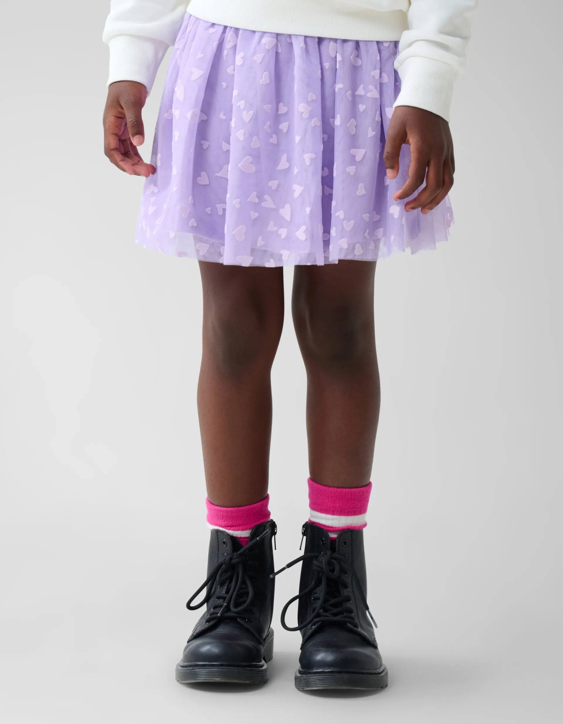 Shoeby Heart Printed Mesh Rok Paars< Rokken