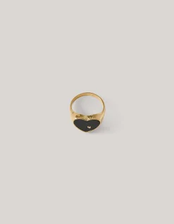Shoeby Heart Ring Zwart<DAMES Sieraden