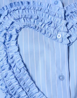 Shoeby Heart Ruffle Blouse Blauw<DAMES Blouses