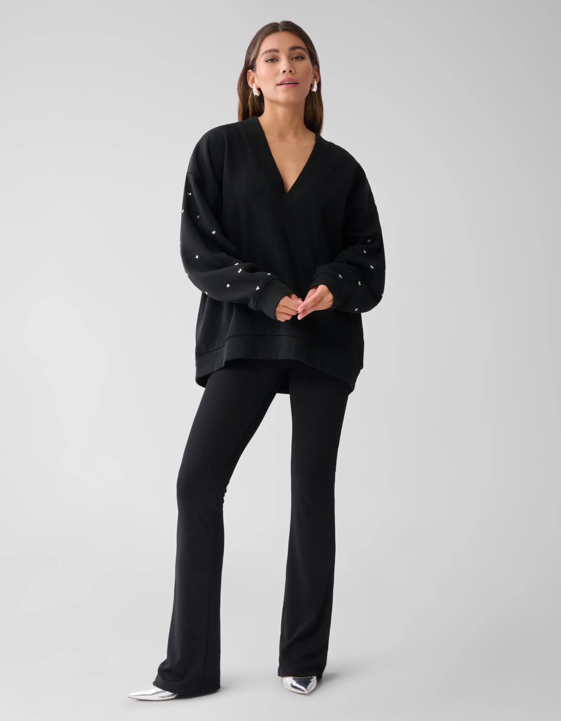 Shoeby Heart Stud Sweater Zwart<DAMES Truien En Sweaters