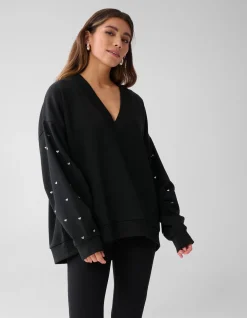 Shoeby Heart Stud Sweater Zwart<DAMES Truien En Sweaters