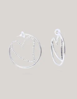 Shoeby Hearted Hoop Oorbellen Zilver<DAMES Sieraden