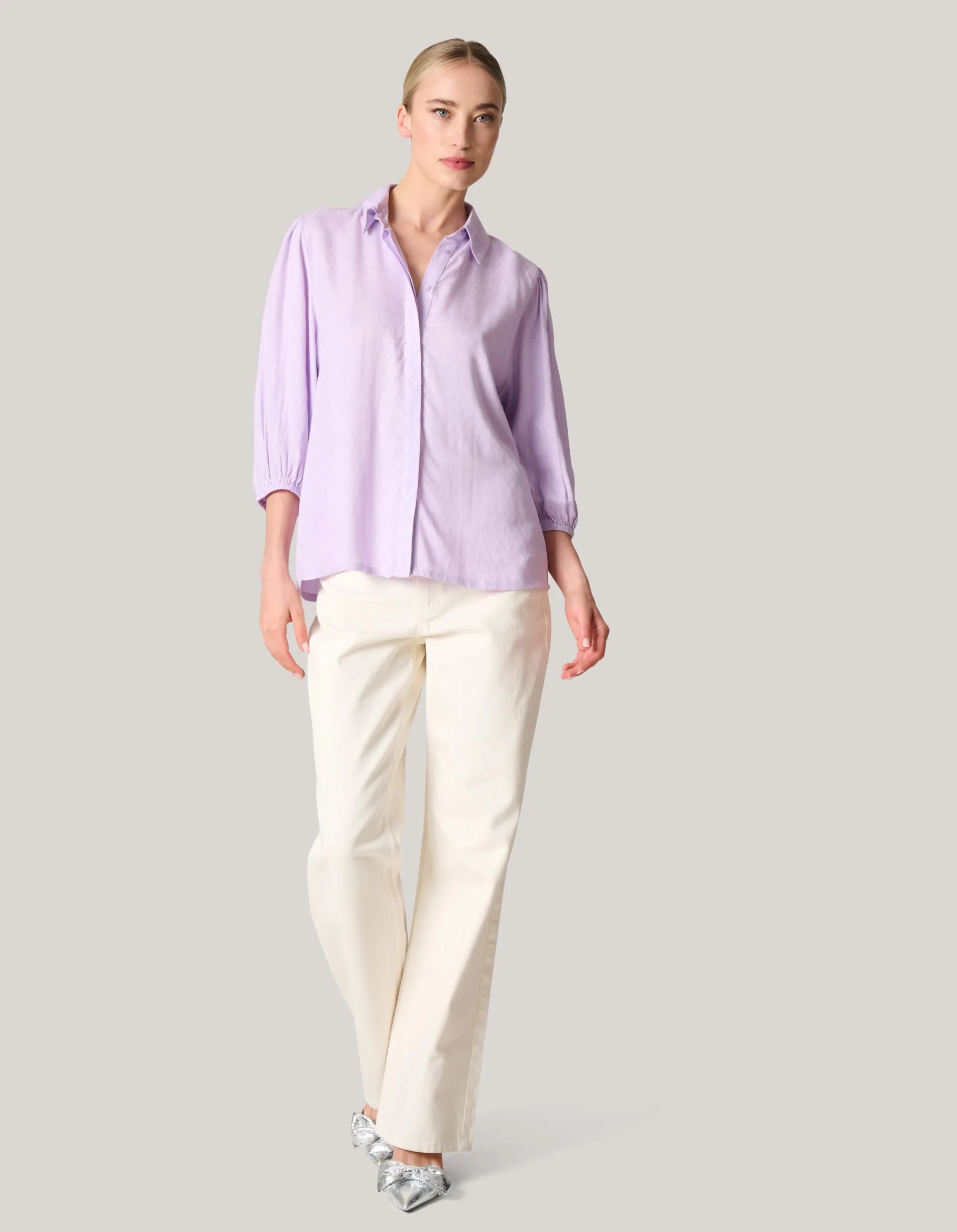 Shoeby Jacquard Blouse Lichtpaars<DAMES Blouses
