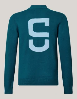 Shoeby Jacquard Gebreide Trui Donkergroen<Heren Truien En Sweaters