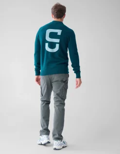 Shoeby Jacquard Gebreide Trui Donkergroen<Heren Truien En Sweaters