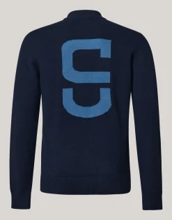 Shoeby Jacquard Gebreide Trui Donkerblauw<Heren Truien En Sweaters