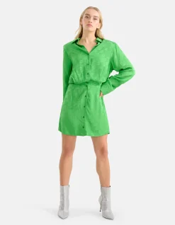 Shoeby Jacquard Jurk Groen<DAMES Jurken