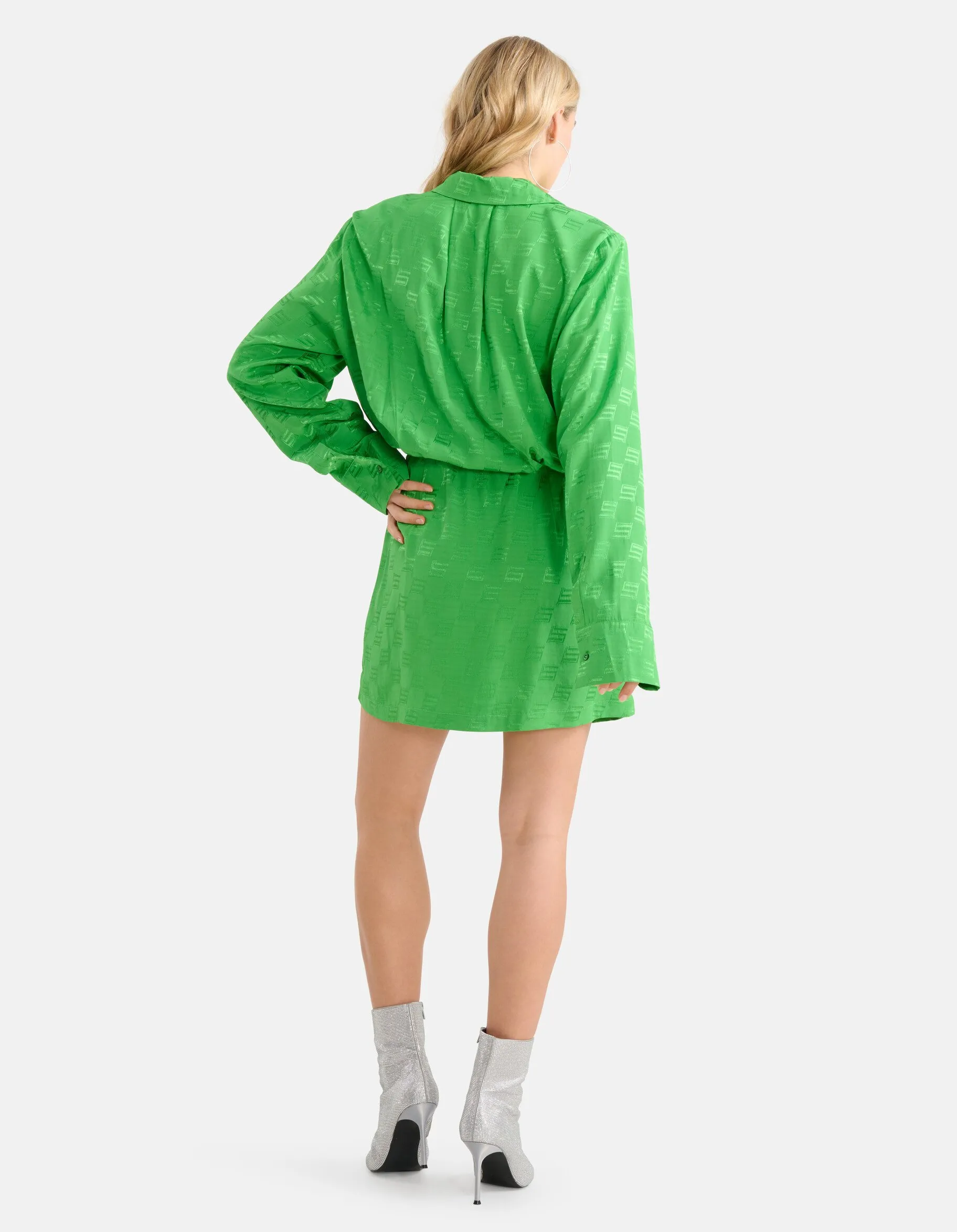 Shoeby Jacquard Jurk Groen<DAMES Jurken