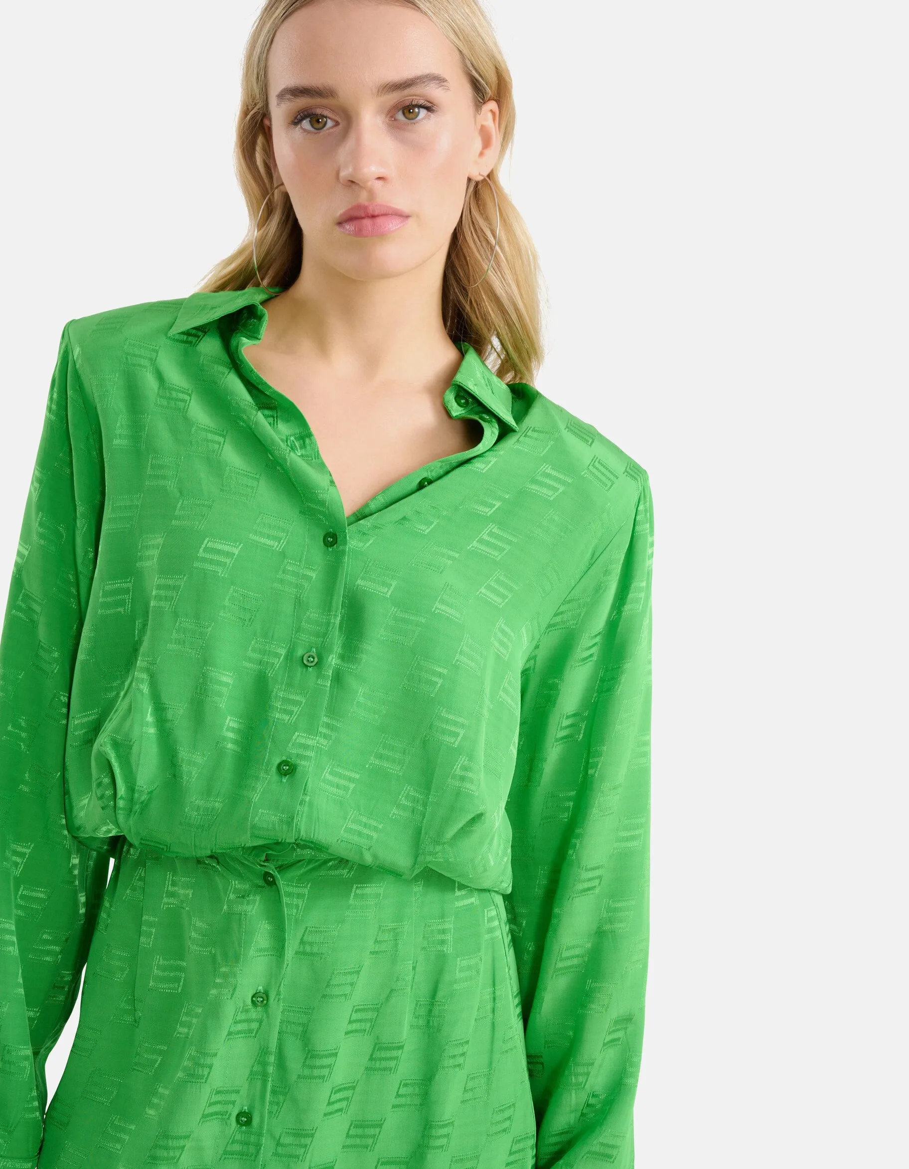 Shoeby Jacquard Jurk Groen<DAMES Jurken