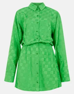 Shoeby Jacquard Jurk Groen<DAMES Jurken