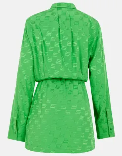 Shoeby Jacquard Jurk Groen<DAMES Jurken
