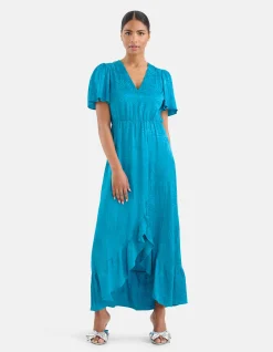 Shoeby Jacquard Maxi Jurk Blauw<DAMES Jurken