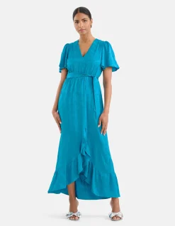 Shoeby Jacquard Maxi Jurk Blauw<DAMES Jurken