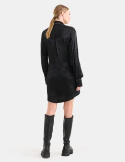 Shoeby Jacquard Print Jurk Zwart<DAMES Jurken