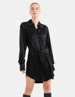 Shoeby Jacquard Print Jurk Zwart<DAMES Jurken