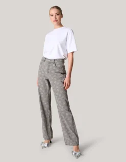 Shoeby Jacquard Straight Fit Jeans Lichtgrijs<DAMES Jeans