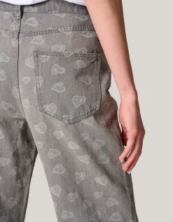 Shoeby Jacquard Straight Fit Jeans Lichtgrijs<DAMES Jeans