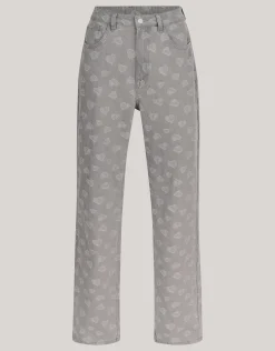 Shoeby Jacquard Straight Fit Jeans Lichtgrijs<DAMES Jeans