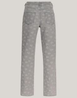 Shoeby Jacquard Straight Fit Jeans Lichtgrijs<DAMES Jeans