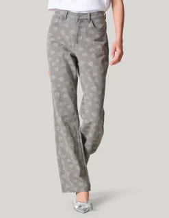 Shoeby Jacquard Straight Fit Jeans Lichtgrijs<DAMES Jeans