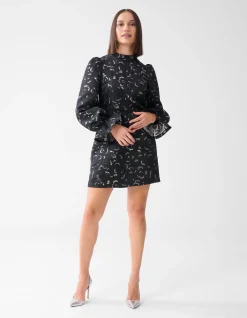 Shoeby Jacquard Strik Mini Jurk Zwart<DAMES Jurken