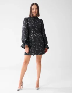 Shoeby Jacquard Strik Mini Jurk Zwart<DAMES Jurken