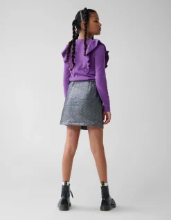 Shoeby Jacquard Strik Mini Rok Zilver< Rokken
