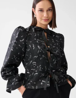 Shoeby Jacquard Strik Top Zwart<DAMES Tops