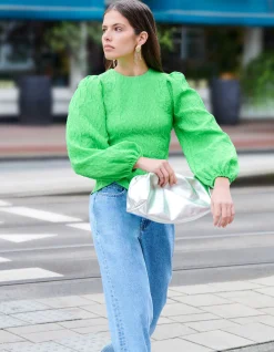 Shoeby Jacquard Top Groen<DAMES Tops