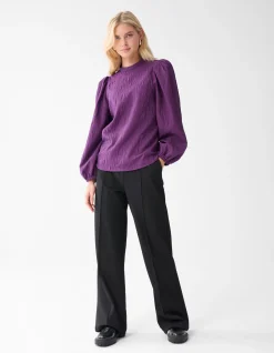 Shoeby Jacquard Top Paars<DAMES Tops